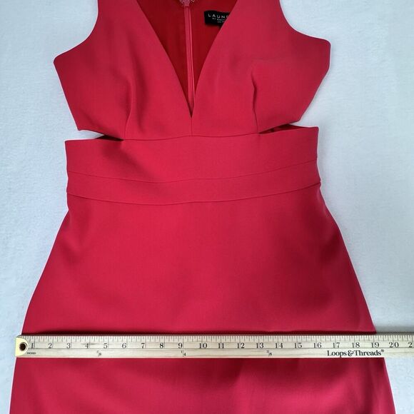 Laundry by Shelli Segal Womens Evening Gown Sz 8 Pink Sleeveless Cutout Stretch - Picture 14 of 16